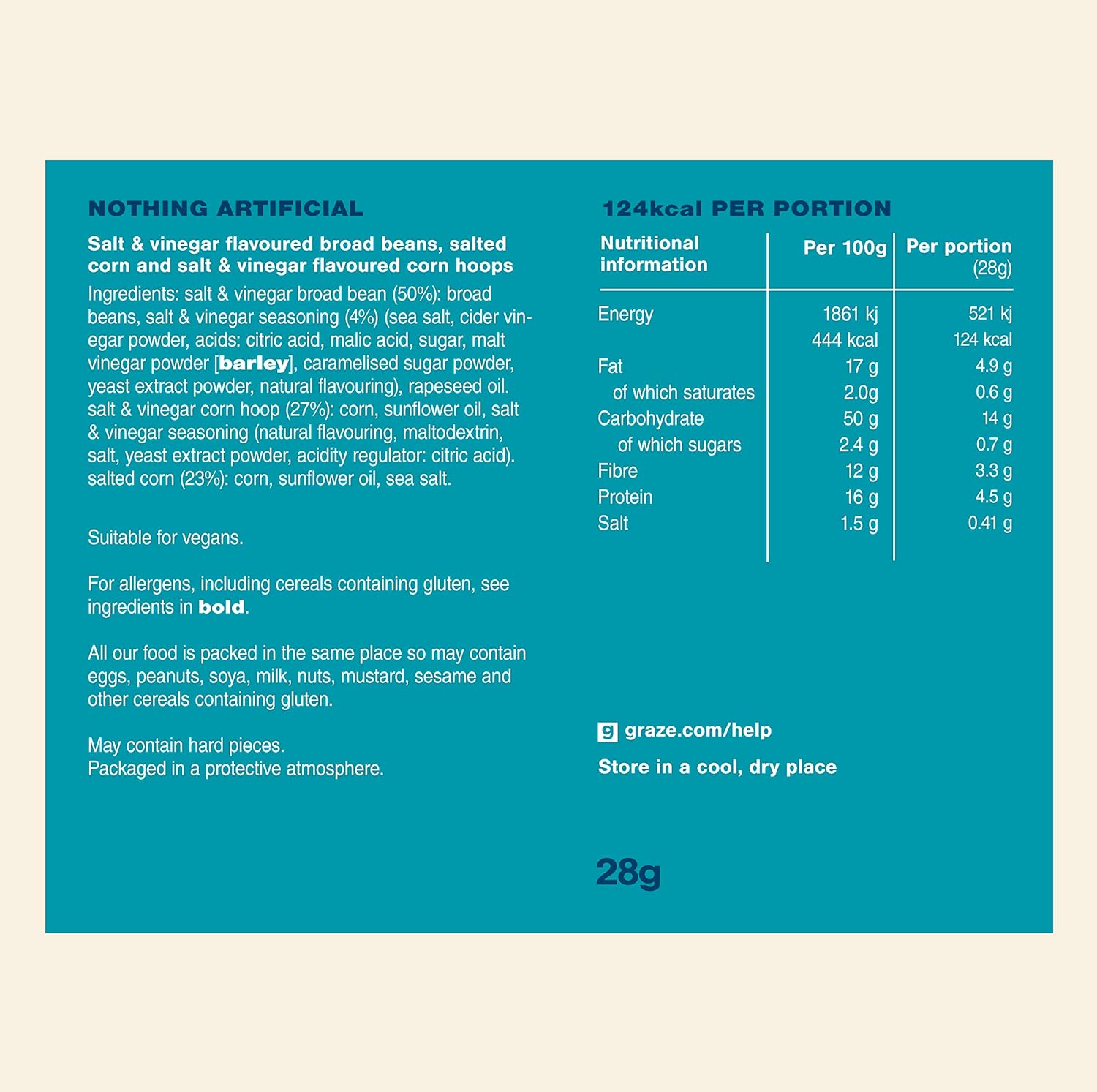 Graze - Salt & Vinegar Snacks - Healthy Alternative for Crisps, Mixed Nuts & Pretzels - Ideal if you Love Corn, Broad beans and Corn hoops mixed Savoury Vegan Snacks (18x28g pack) : Amazon.co.uk: Grocery