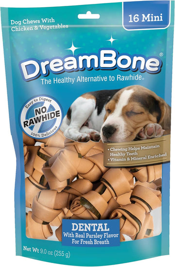 Dreambone Dental Dog Chews, Rawhide Free Dental Treats For Dogs, Helps Reduce Tartar And Freshens Breath, 16 Count