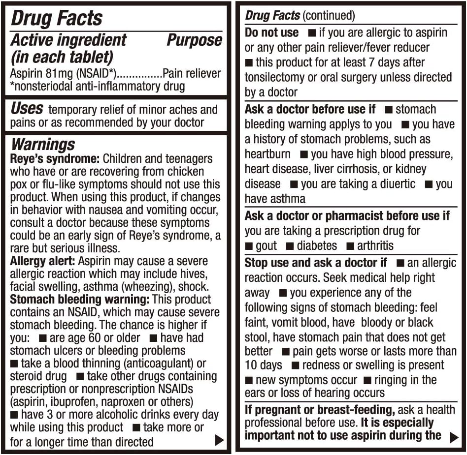 HealthA2Z® Aspirin 81 mg | Low Strength | Chewable Tablets | Pain Relief | Reduces Minor Aches Muscle Pain & Cramps | Fever Reducer | Orange Flavor | Reduces Headache (36 Counts (Pack of 3)) : Health & Household