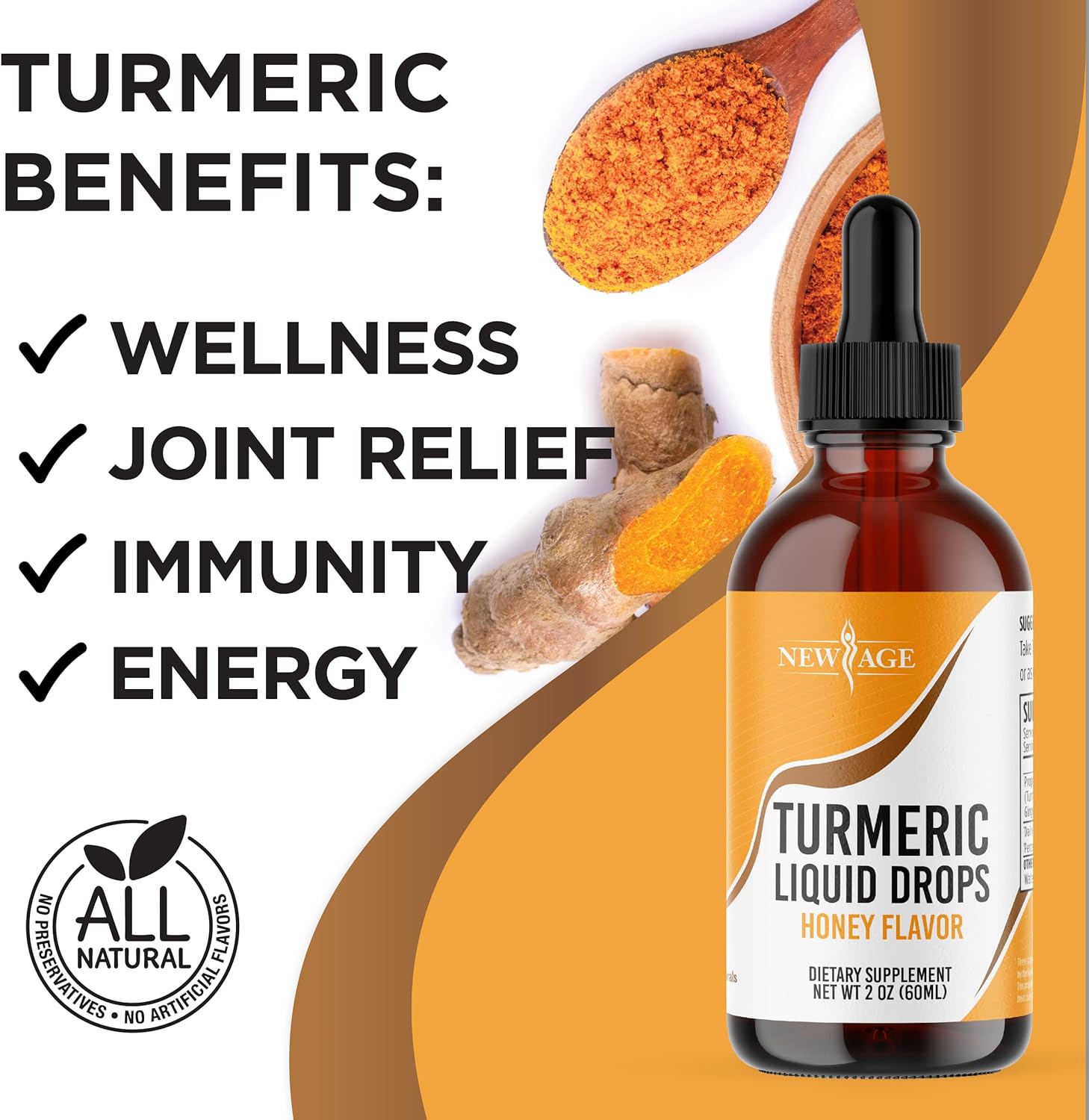 Turmeric Curcumin Liquid Drops - Natural Joint & Healthy Inflammatory Support with 95% Standardized Curcuminoids for Potency & Absorption - Non-GMO, Gluten Free 2 Fl Oz (Pack of 1) : Health & Household