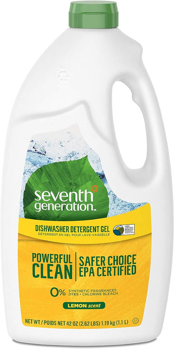 Seventh Generation Dishwasher Detergent Gel, Lemon Scent, 42 Ounce Bottle