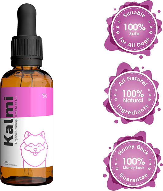 Dog's Lounge - KALMI - Fast-acting Calming Supplement for Stressed Dogs | 100% Natural Hemp Seed Oil | Omega 3 6 9 Fatty Acids | 50ml