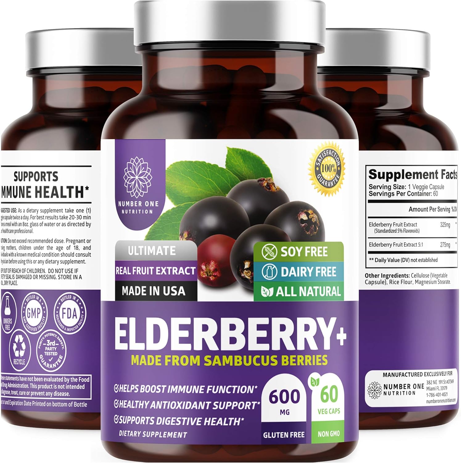 N1N Premium Black Elderberry Capsules For Adults [Max Strength] Pure And Potent Elderberry From Sambucus Nigra To Support Immunity & Skin Health, Non-Gmo, Gluten Free, 60 Veg Caps