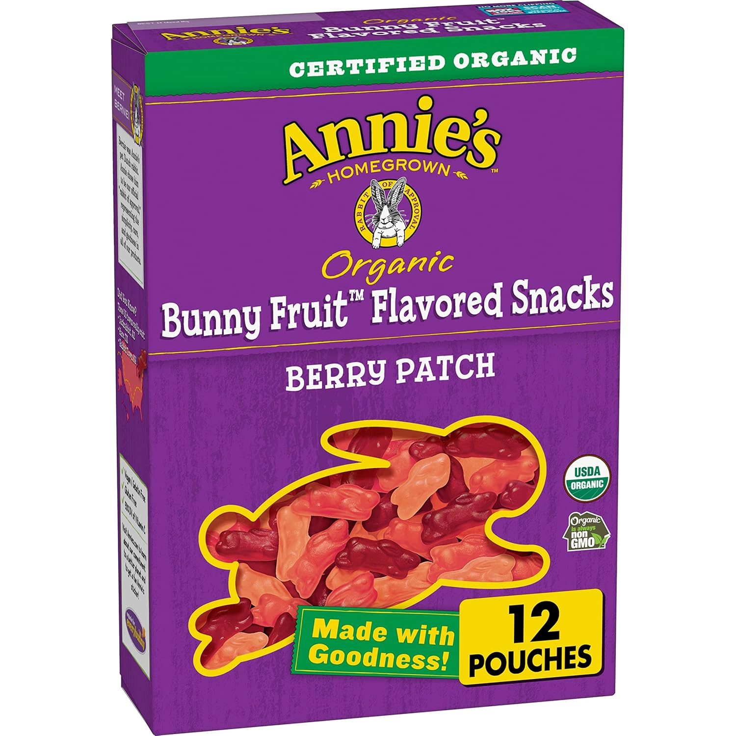 Annie'S Organic Berry Patch Bunny Fruit Snacks, Gluten Free, 12 Pouches, 9.6 Oz