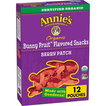 Annie'S Organic Berry Patch Bunny Fruit Snacks, Gluten Free, 12 Pouches, 9.6 Oz