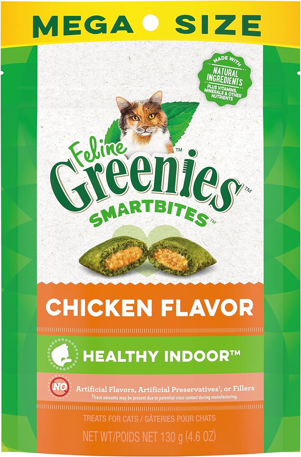 Greenies Feline Smartbites Healthy Indoor Natural Treats for Cats, Chicken Flavor, 4.6 Ounce (Pack of 1)
