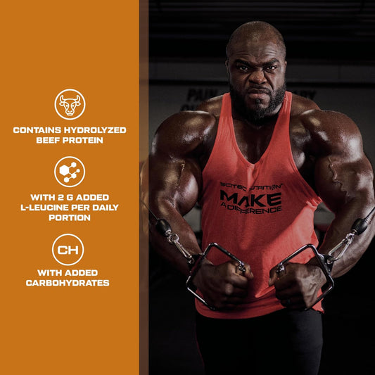 Scitec Nutrition 100% Beef Muscle, Flavored Protein Drink Powder With Carbohydrates, L-Leucine And Sweeteners, Lactose Free, Gluten Free, Low Sugar, 3180 G, Chocolate