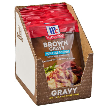 McCormick 30% Less Sodium Brown Gravy Mix, 0.87 oz (Pack of 12)