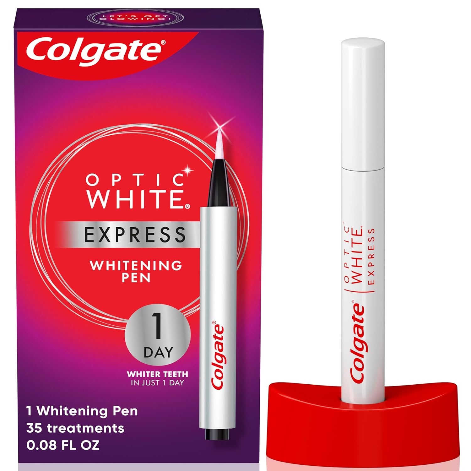 Colgate Optic White Express Teeth Whitening Pen with 35 Treatments, Enamel Safe, Designed for No Tooth Sensitivity, 0.08 oz