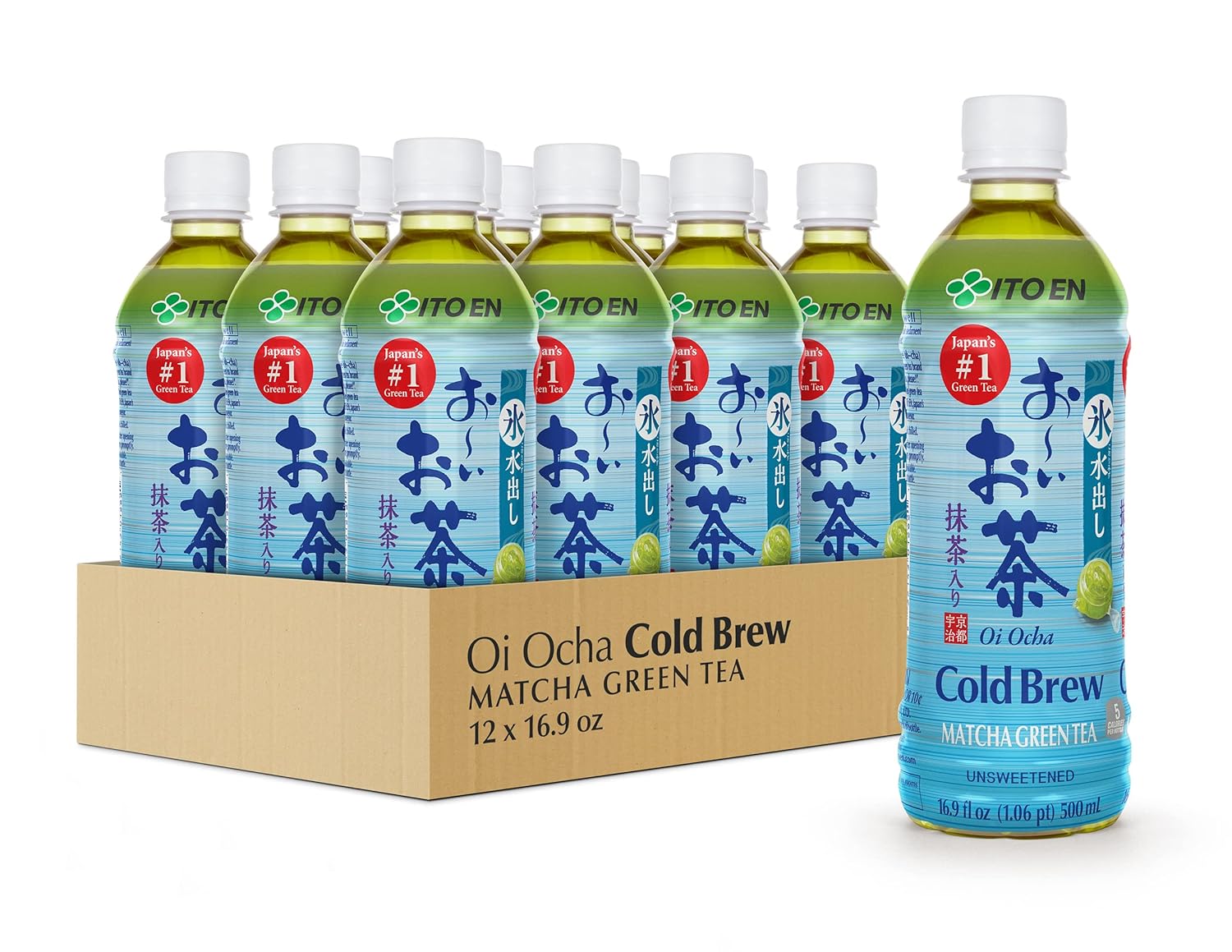 Ito En Oi Ocha Cold Brew Matcha Green Tea Unsweetened 16.9 Ounce (Pack Of 12), Zero Calories