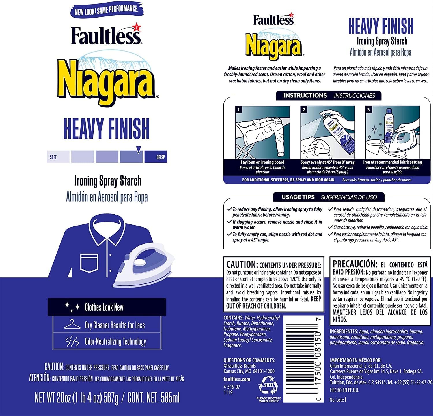 Heavy Starch Spray (20 oz, 6-Pack) - Niagara Heavy Finish Liquid Starch: Iron Aid Spray Pack for Clothes & Fabrics : Health & Household