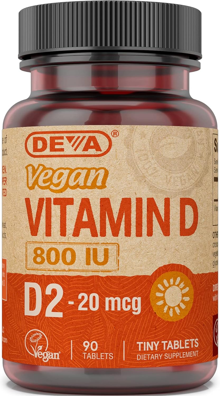 Deva Vegan Vitamin D2, 20 mcg (800 IU), 90 Tablets