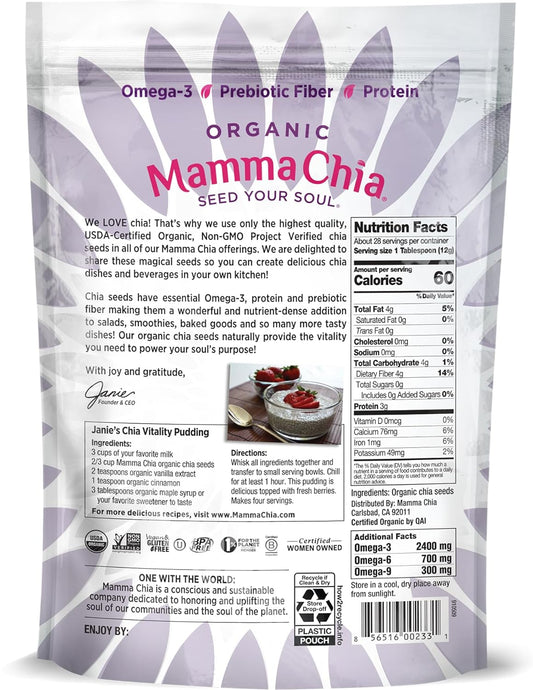 Mamma Chia Organic Chia Seeds, Black, 12 Ounce (Pack of 1)