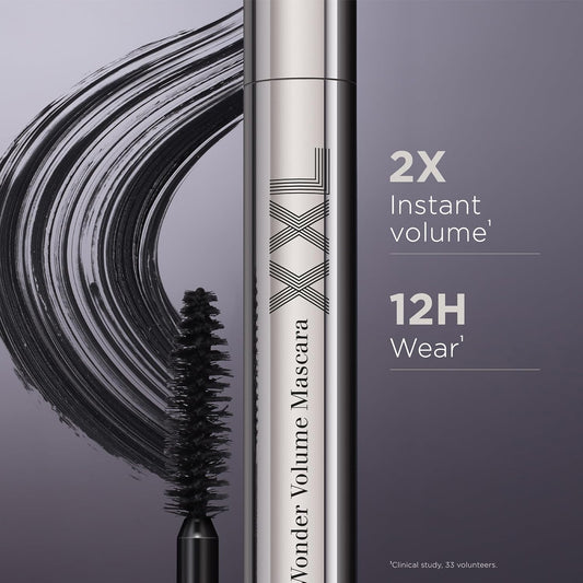 Clarins New Wonder Volume Mascara Xxl | Volumizing And Lengthening | Double Volume Effect | 12H¹ Hold | Visibly Thickens And Smoothes Lashes | Smudge-Proof And Humidity-Resistant | 0.3 Ounces