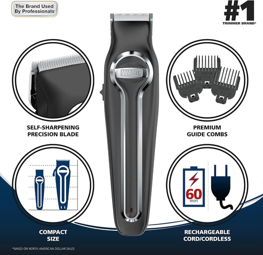 Wahl Compact Cordless Rechargeable Touch Up Trimmer For Necklines, Sideburns, And Facial Hair Trimming With Worldwide Voltage And Precision Blades, By The Brand Used By Professionals - Model 5635