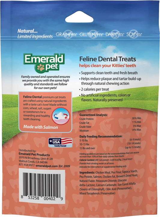 Feline Dental Treats — Tasty And Crunchy Cat Dental Treats Grain Free — Natural Dental Treats To Clean Cat Teeth, Freshen Cat Breath, And Reduce Plaque And Tartar Buildup — Salmon Treats, 3 Oz