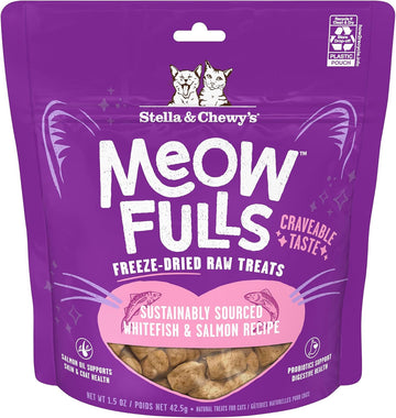 Stella & Chewy'S Meowfulls Freeze Dried Cat Treats Whitefish & Salmon Recipe, 1.5 Oz Bag