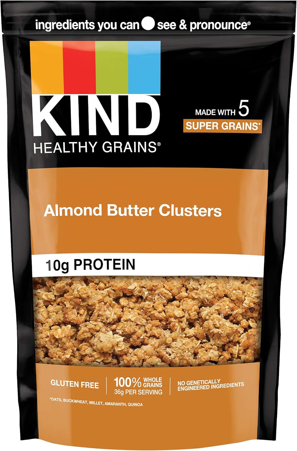 Kind Healthy Grains Clusters, Almond Butter Granola, 10G Protein, Gluten Free, 11 Ounce (Pack Of 6)