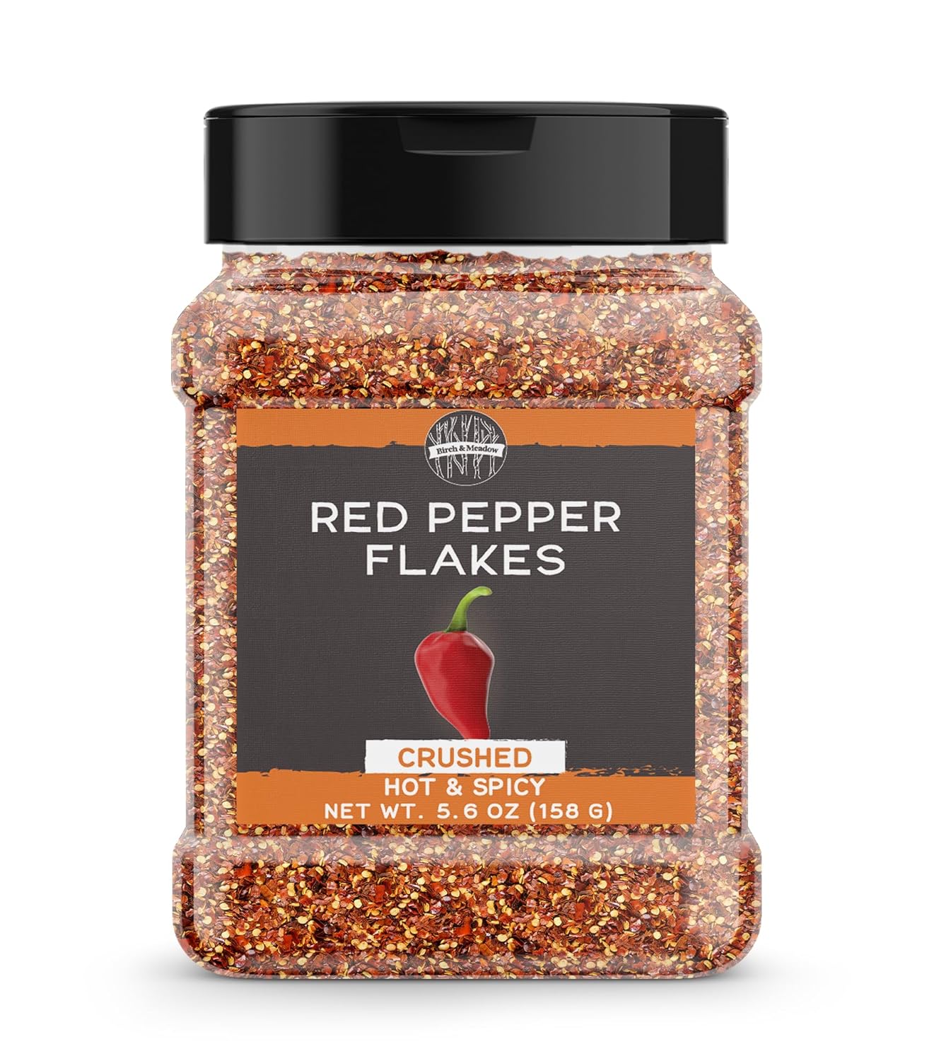 Birch & Meadow Crushed Red Pepper Flakes, 5.6 Oz, Pizza Topping, Spicy & Mildly Hot