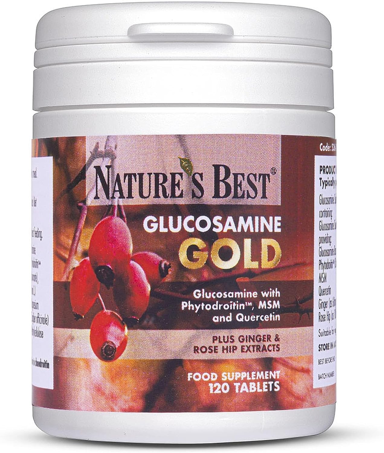 Glucosamine Gold | High Strength 1400Mg 100% Plant-Based | 120 Tablets | All-In-One Formula With Phytodroitin™, Chondroitin, Ginger, Rosehips And Quercetin | Taste Free Tablets | Made In The Uk