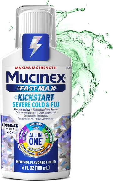 Mucinex Fast-Max Severe Cold & Flu Medicine With Guaifenesin & Dextromethorphan, 6 Fl Oz