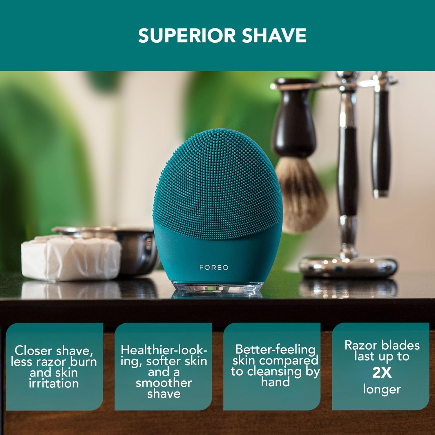 FOREO Gentelman's Choice LUNA 4 MEN Bundle - Face Cleansing Brush for Skin & Beard + LUNA 2-in-1 Shaving Cream & Foaming Face Cleanser, 100ml - Men Firming Face Care - App-connected - USB-rechargeable : Amazon.co.uk: Beauty