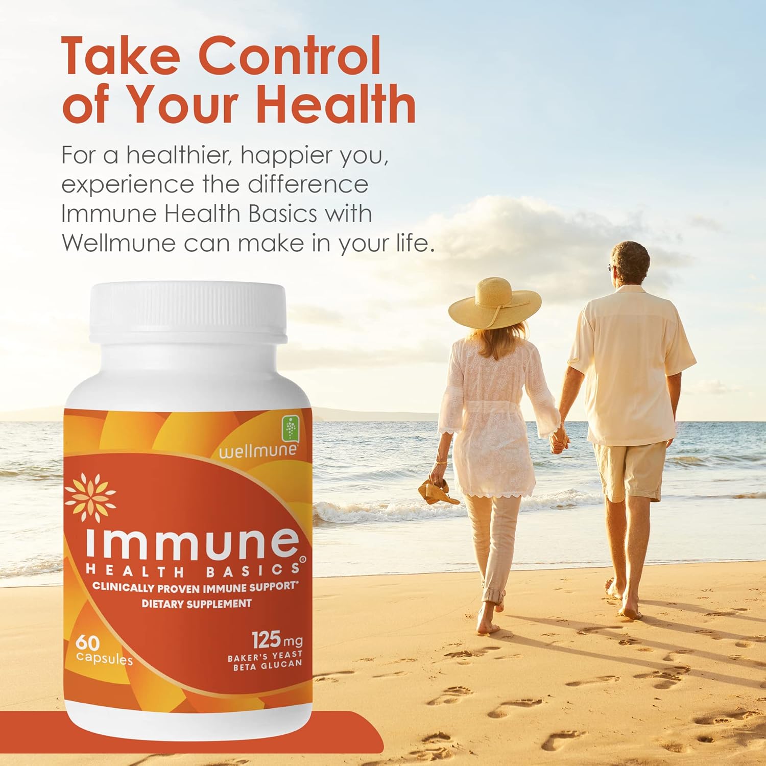 Immune Health Basics Ultra Strength Immunity - Clinically Proven Immune Support - Wellmune Highly Purified Beta Glucan - Gluten-Free, Non-Allergenic, Non-Gmo And Vegan Capsules - 60 Capsules, 125 Mg : Health & Household