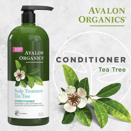 Avalon Organics Scalp Treatment Tea Tree Conditioner, Encourages Scalp Well-Being And Leaves Hair Soft, 32 Fluid Ounces