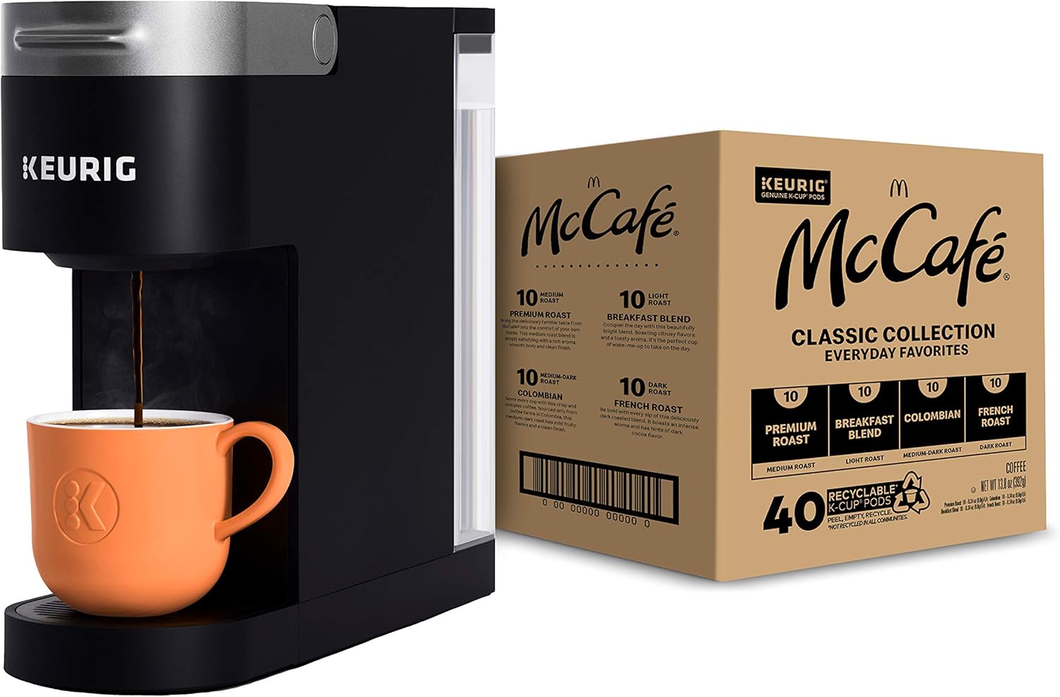 Keurig K-Slim Single Serve Coffee Maker With Mccafé Classic Collection Variety Pack, 40 Count K-Cup Pods