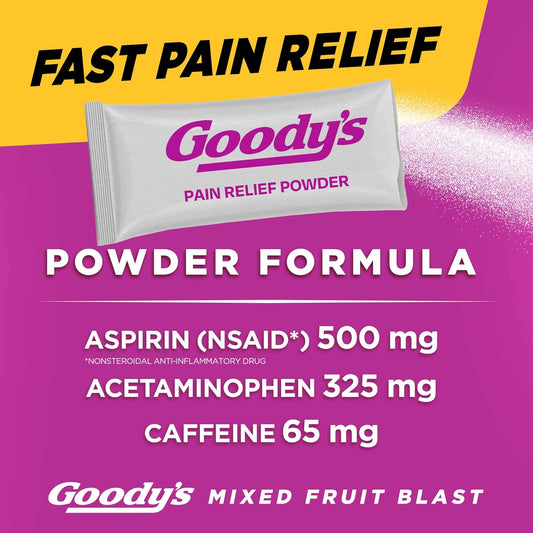 Goody's Pain Relief Powders, Extra Strength Headache Powder Mixed Fruit Blast, 24 ct (Pack of 1)