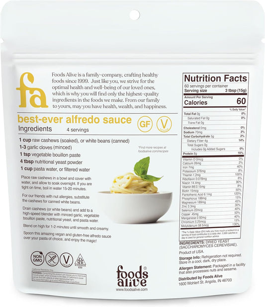 Foods Alive | Non-Fortified Premium Nutritional Yeast Flakes | 2 lbs | Unfortified Vegan Cheese Powder Seasoning
