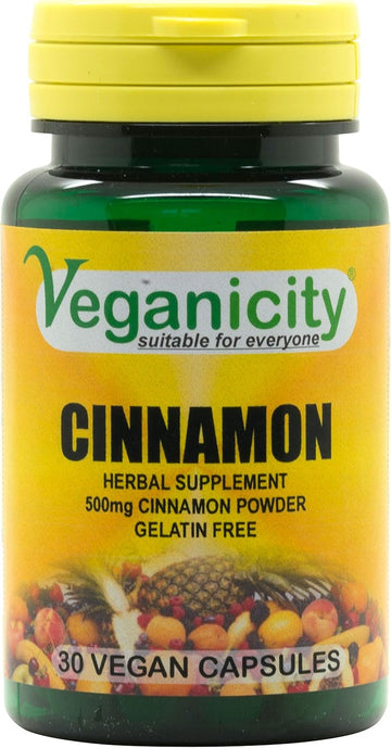 Veganicity Cinnamon 500Mg : Plant Supplement : 30 Capsules