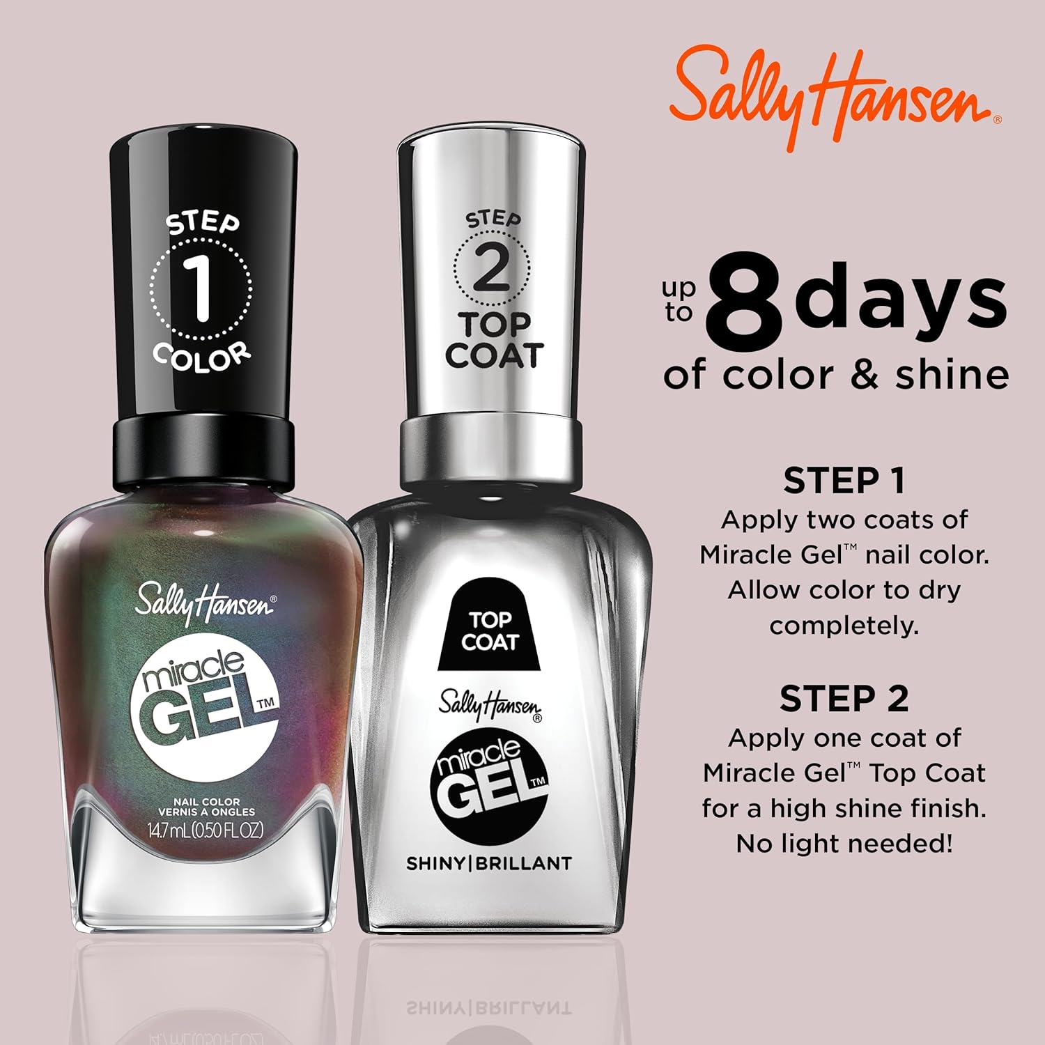 Sally Hansen Miracle Gel™, Holllaa-Gram, Long Lasting, Gel-Like Formula, No UV Lamp Needed, Brown Metallic Nail Polish : Beauty & Personal Care