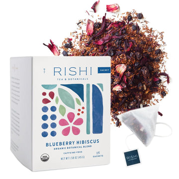 Rishi Tea Blueberry Hibiscus Herbal Tea - Usda Organic, Direct Trade Sachet Tea Bags, Antioxidants, Caffeine Free, Sweet, Tangy - 15 Count (Pack Of 1)