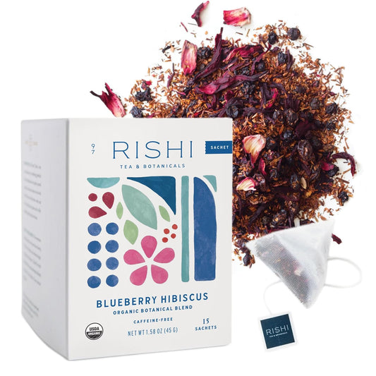 Rishi Tea Blueberry Hibiscus & Elderberry Healer Herbal Tea - Organic Sachet Tea Bags, Caffeine Free Sleep Friendly Tea Bundle - 15 Count (Pack Of 2)