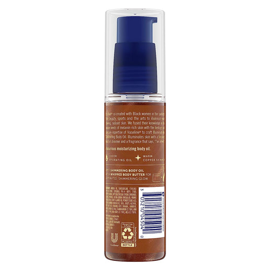 Vaseline Illuminate Me Shimmering Body Oil Created for Melanin Rich Skin, Illuminates Skin with Finishing Touch of Shimmer for Glowing Skin 3.3 oz