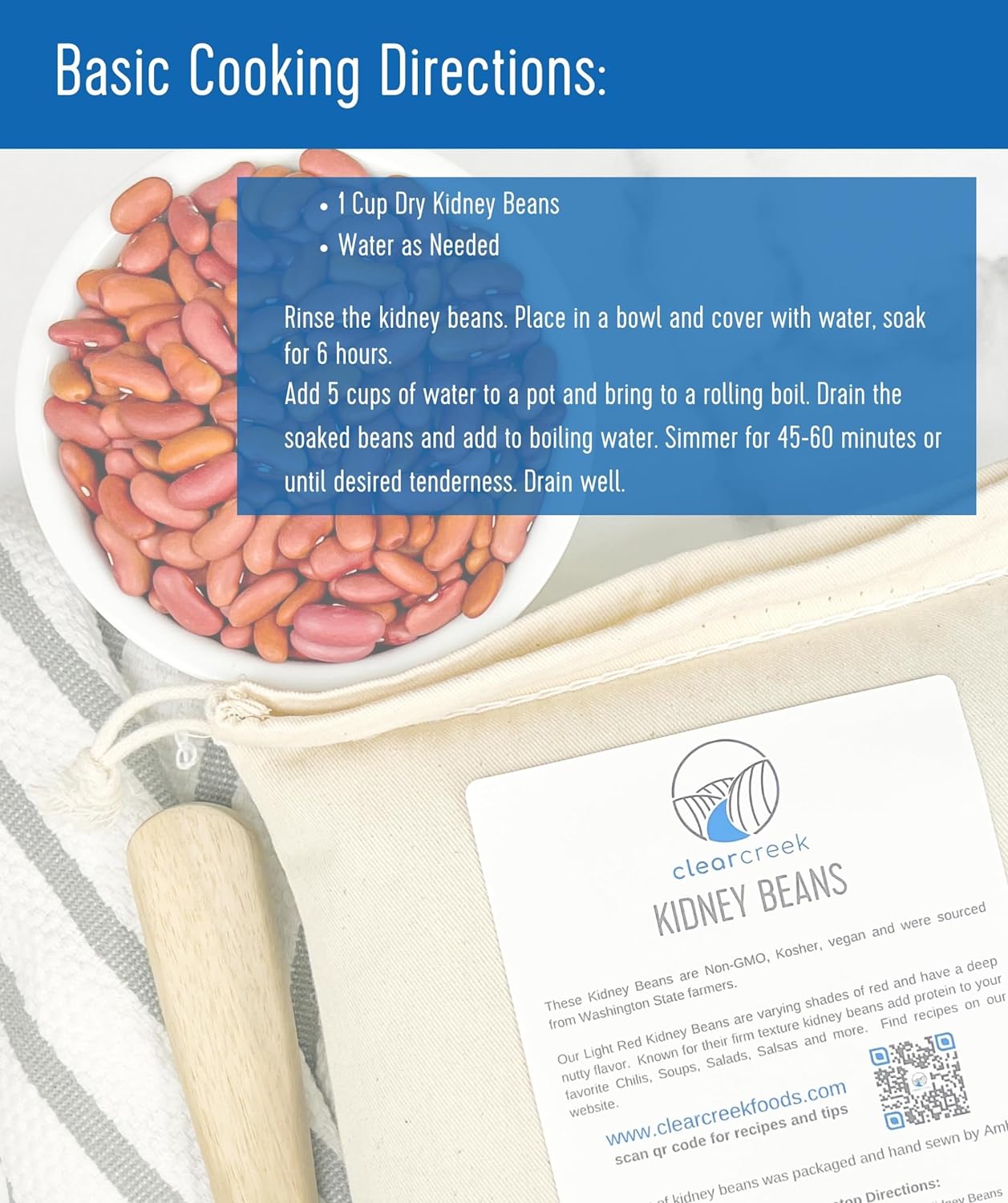 Light Red Kidney Beans Grown in Washington | 25 lbs | Non-GMO | Kosher | Vegan | Non-Irradiated