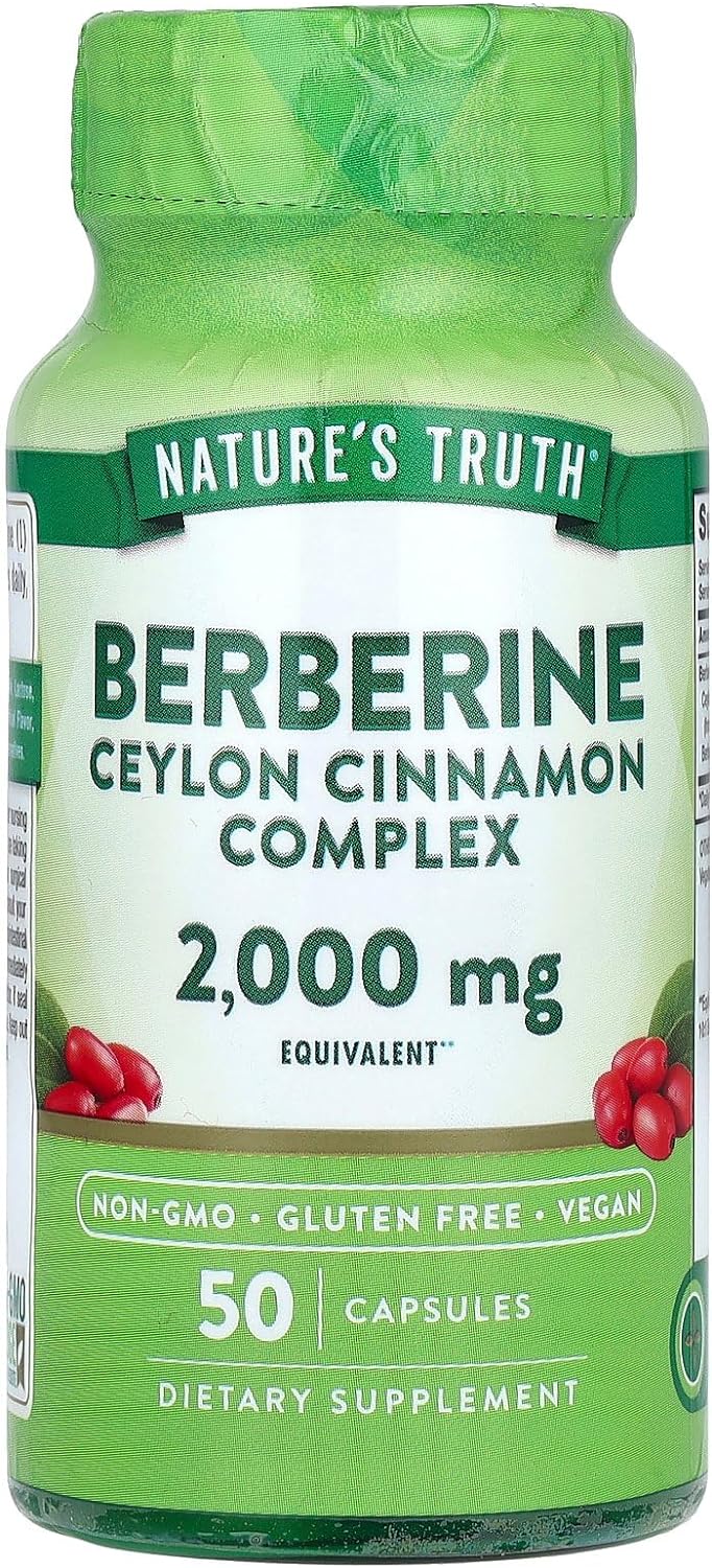 Berberine With Ceylon Cinnamon Complex | 2,000Mg | 50 Vegan Capsules | Vegan, Non-Gmo, And Gluten Free Supplement | By Nature'S Truth