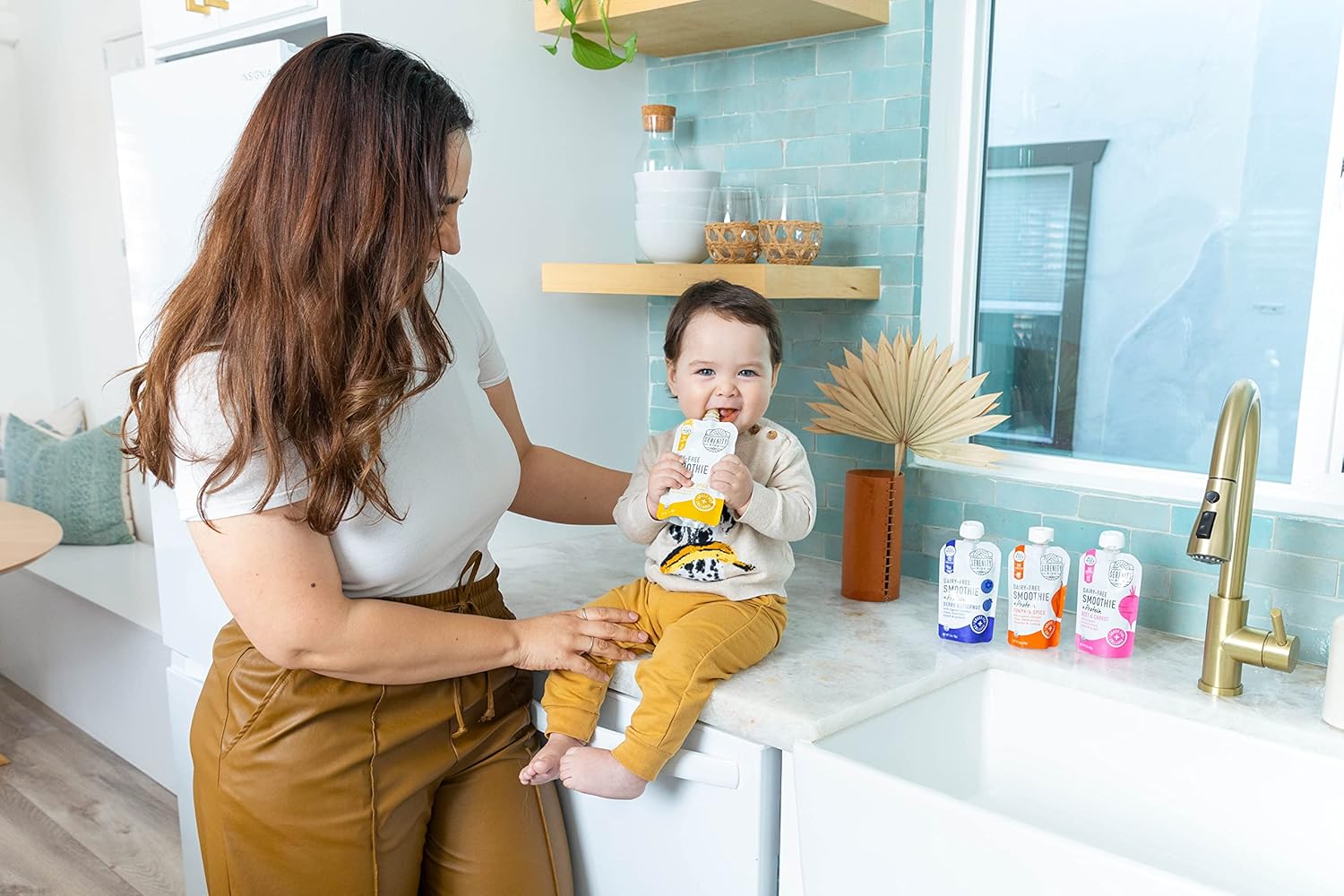 Serenity Kids 6+ Months Dairy-Free Smoothie Baby Food | USDA Organic | Grass Fed Collagen Protein | 3.5 Ounce BPA-Free Pouch | Variety Pack | 8 Count : Baby