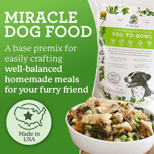 Dr. Harvey'S Veg-To-Bowl Dog Food, Human Grade Dehydrated Base Mix For Dogs, Grain Free Holistic Mix, Trial Size (6.5 Oz)