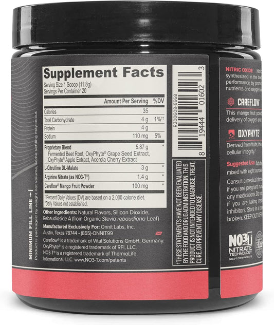 ONNIT Total Nitric Oxide - Caffeine Free Pre Workout Powder w/ Beet Ro