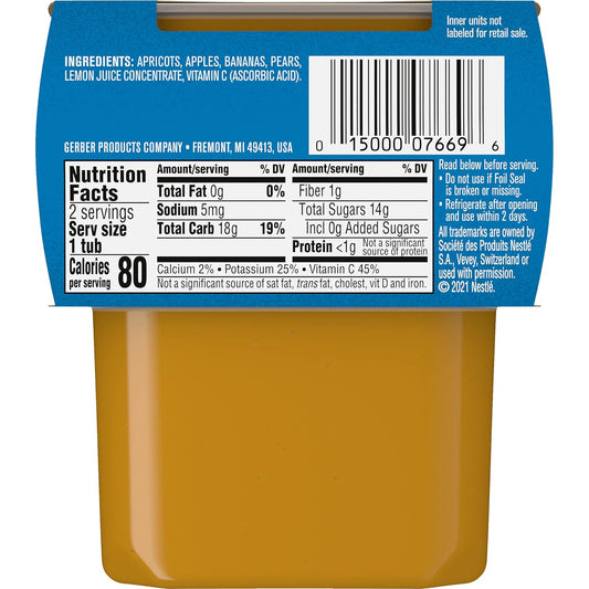 Gerber Natural For Baby 2Nd Foods Baby Food Tubs, Apricot Mixed Fruit, Made With Natural Fruit & Vitamin C, Pureed Baby Food (8 Ounce (Pack Of 1))