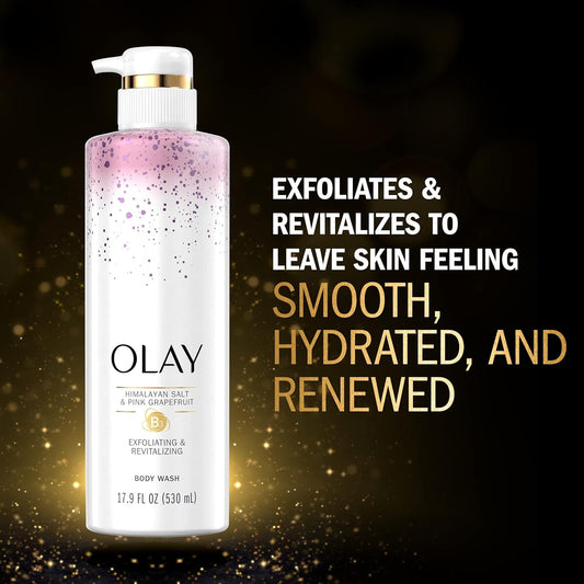 Olay Exfoliating & Revitalizing Body Wash With Himalayan Salt Pink Grapefruit And Vitamin B3 20 Fl Ounce 4 Count