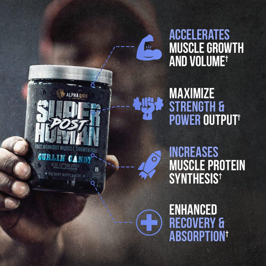 Alpha Lion Superhuman Post, Post Workout Recovery, Fast Acting Post Workout For Men & Women (25 Servings, Curlin Candy)