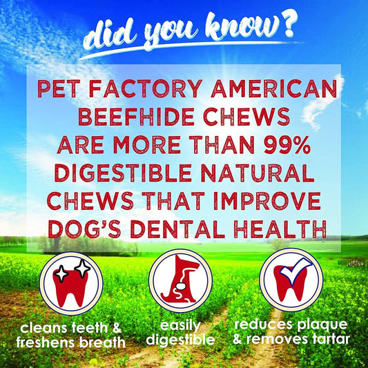 Pet Factory American Beefhide 5" Twist Sticks Dog Chew Treats - Natural Flavor, 25 Count/1 Pack