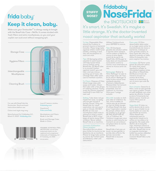 Bundle Of Frida Baby Baby Nasal Aspirator Nosefrida The Snotsucker + Frida Baby Nosefrida Case + Refills | Cleaning And Storage For Doctor-Recommended Nosefrida The Snotsucker Nasal Aspirator