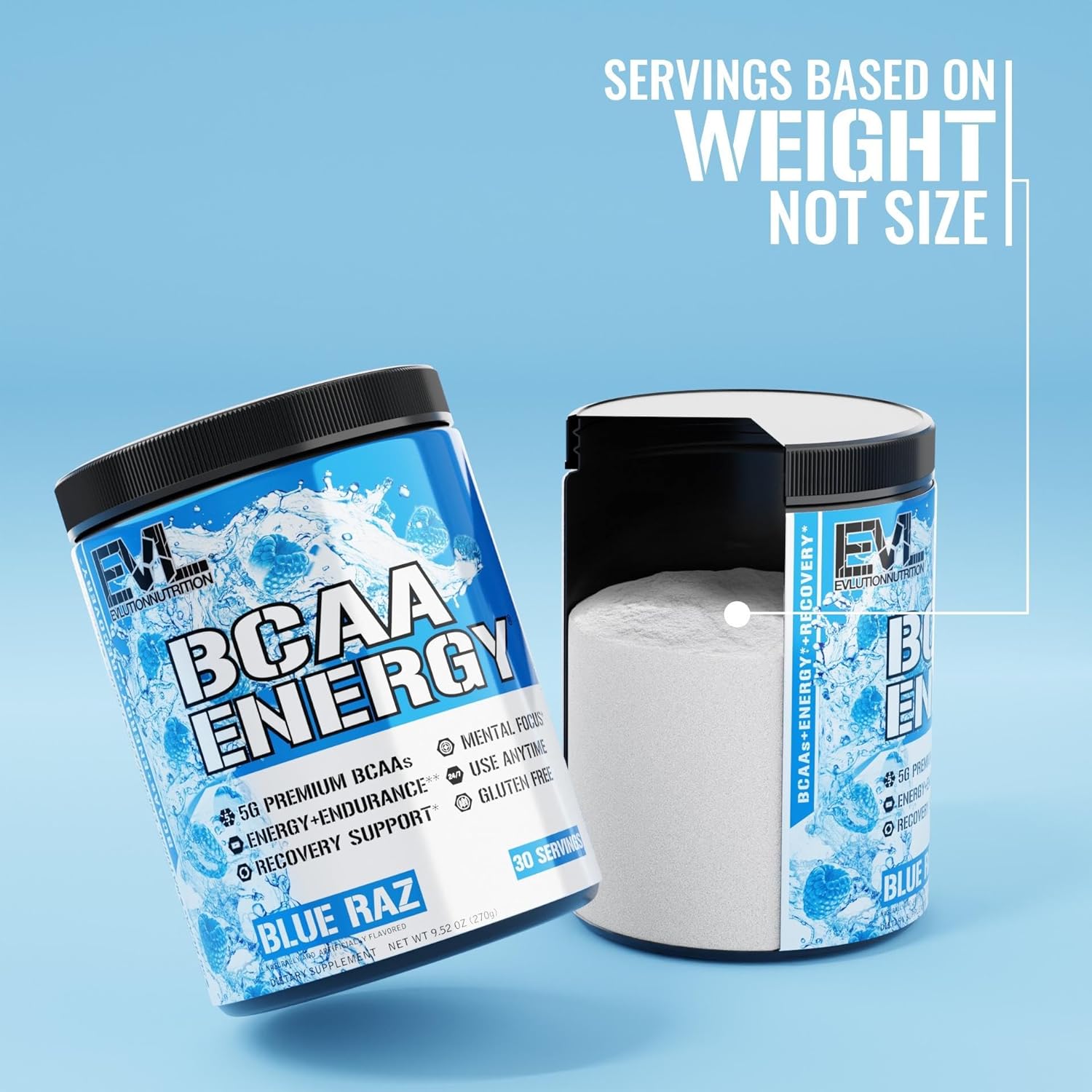 EVL BCAAs Amino Acids Powder - BCAA Energy Pre Workout Powder for Muscle Recovery Lean Growth and Endurance - Rehydrating BCAA Powder Post Workout Recovery Drink with Natural Caffeine - Blue Raz : Health & Household