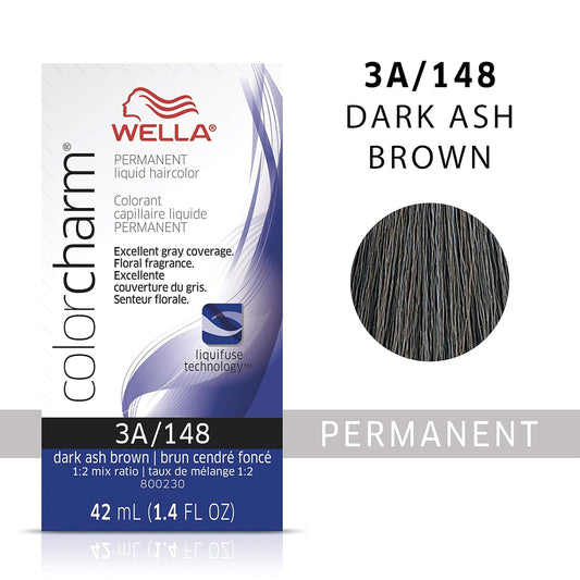 Wella Professionals Invigo Brilliance Color Protection Shampoo & Conditioner, For Fine Hair + Wella Colorcharm Permanent Liquid Hair Color For Gray Coverage, 3A Dark Ash Brown