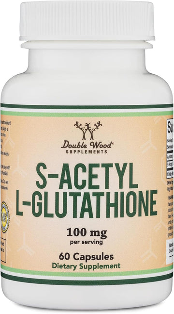 S-Acetyl L-Glutathione Capsules - 100Mg, 60 Count (Acetylated Glutathione Antioxidant - More Absorbable Than Glutathione And Liposomal Glutathione, Non-Gmo And Gluten Free) By Double Wood