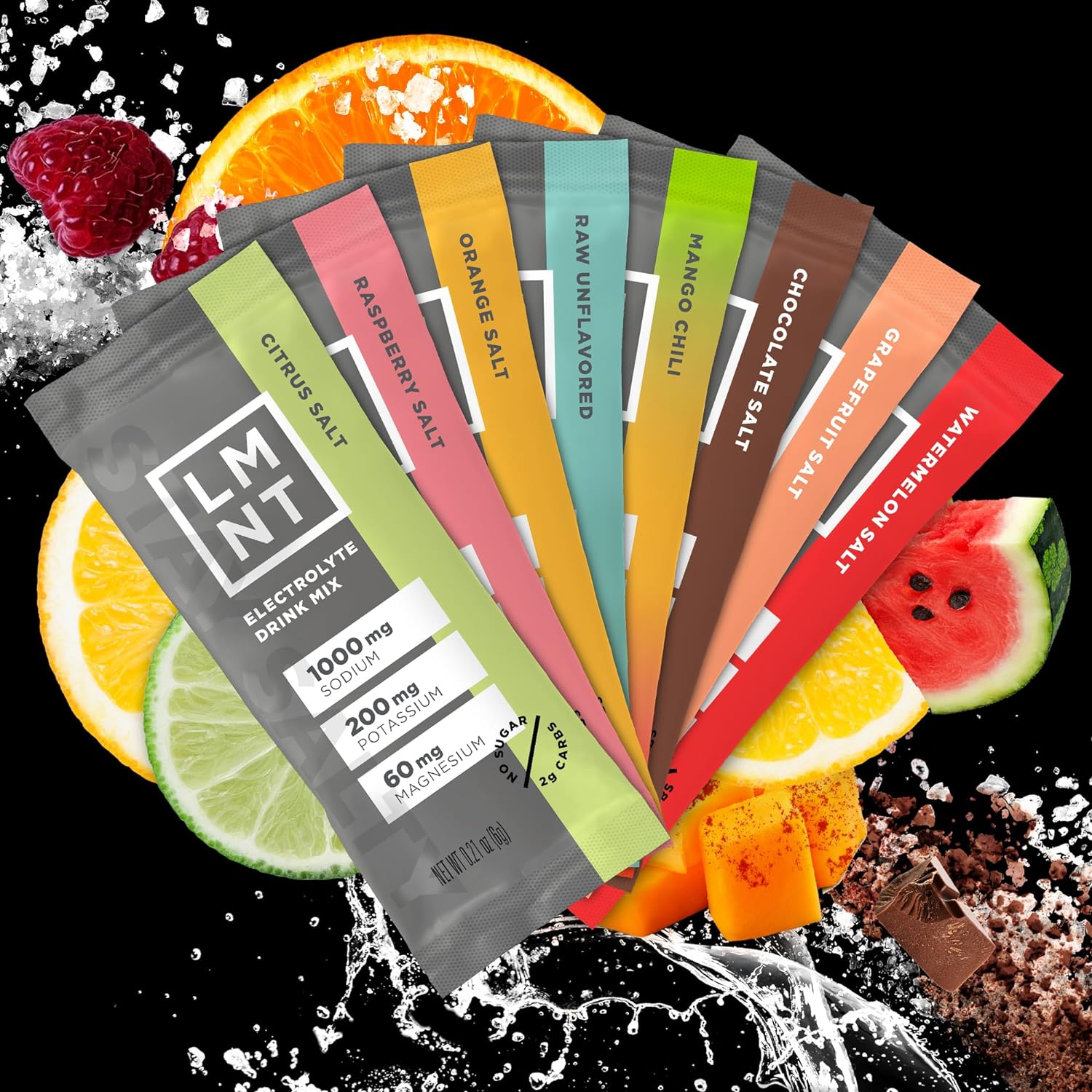 LMNT Zero Sugar Electrolytes - Sample Pack | Drink Mix | 8 Sticks : Health & Household